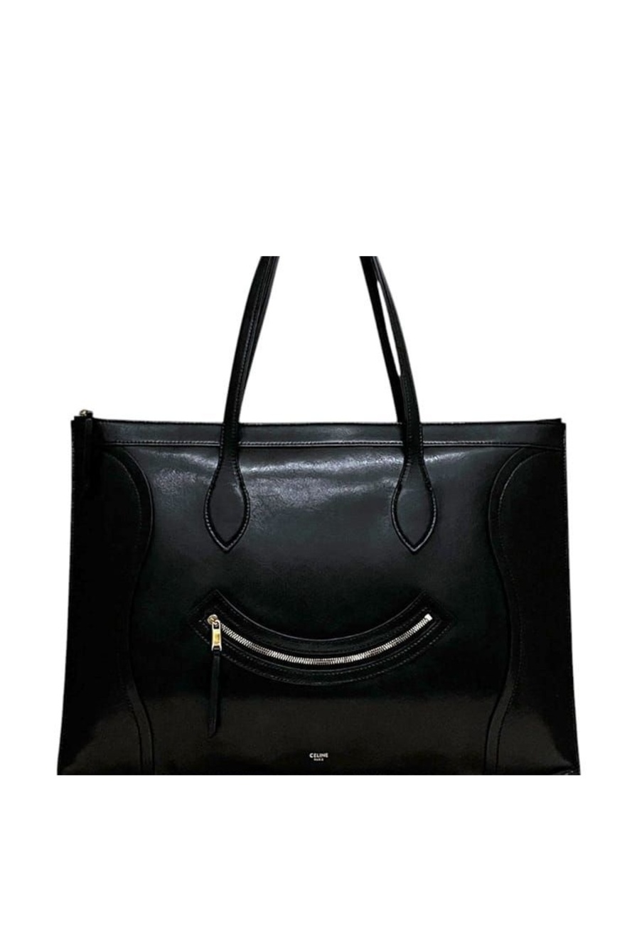 Celine Tote Flat Luggage Leather Black